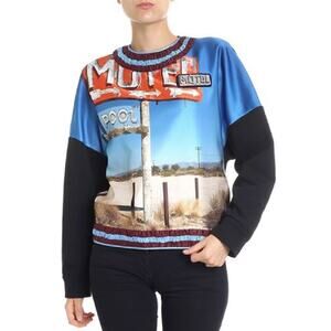 Numero Ventuno N° 21 Motel Graphic Print Satin Cotton Oversized Sweatshirt 40/S